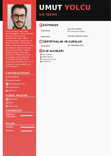 Diş Hekimi cv indir